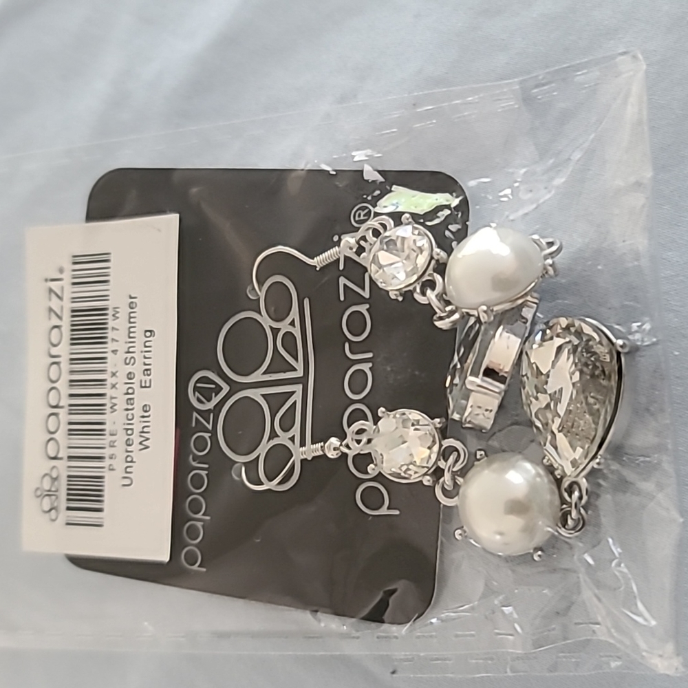 Unpredictable SHIMMER White Earrings fishhook NWT SALE - Picture 3 of 4